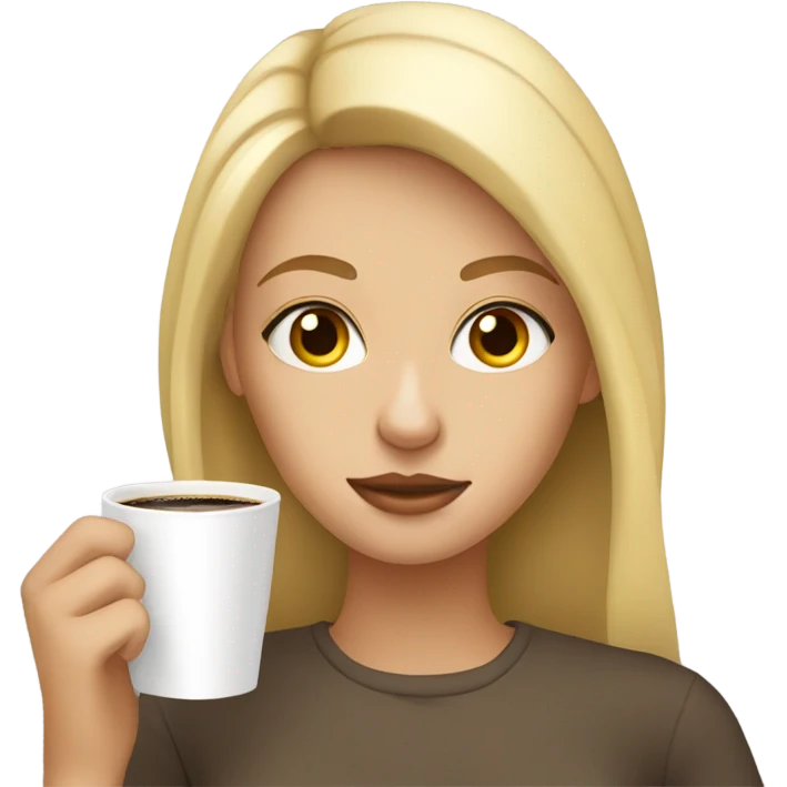 Blonde girl with hazel eyes drinking coffee  emoji