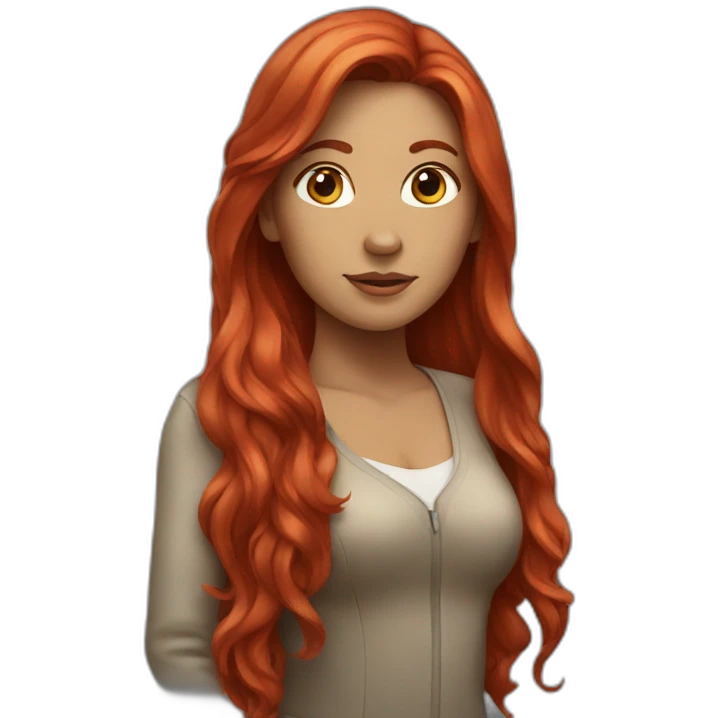 woman with red long hair and a horse emoji