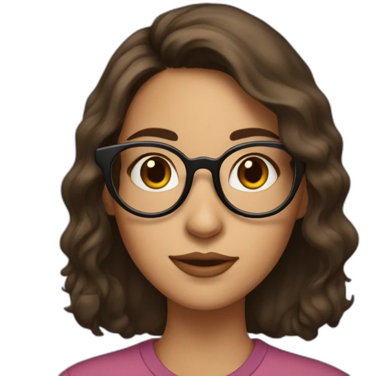 brunette girl with medium hair growth wearing glasses and a large spot on her nose emoji