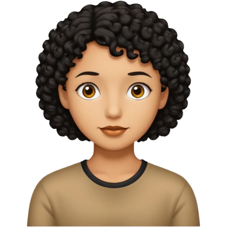 character emoji with tan skin and short black curly hair emoji