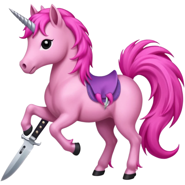 pony with evil smile holding sharp knife emoji