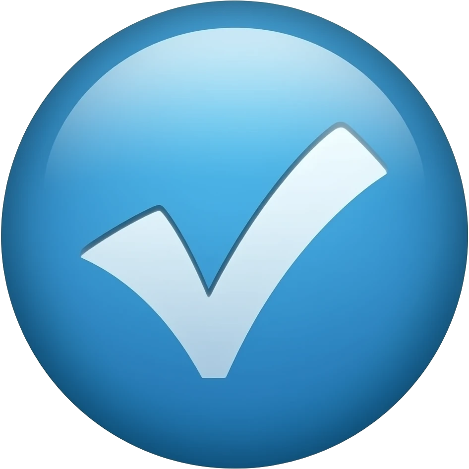 Un punto un poco grande de color azul y a dentro una ralla de verificación ✓asi emoji