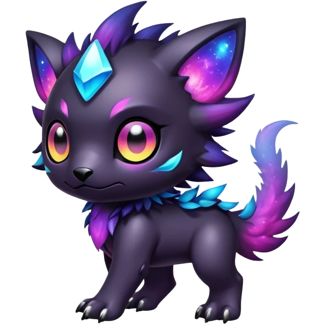 Cute cool colorful dark nebula fantasy-Digimon-animal-hybrid full body emoji