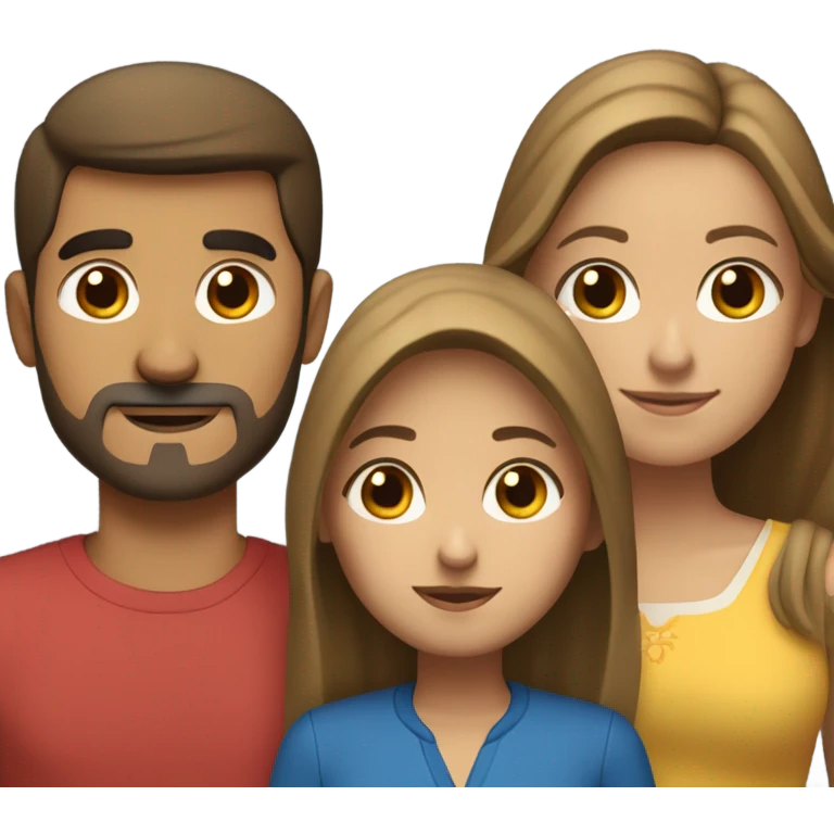 Puerto rican beard short brown hair  with blond long hair woman and brown long hair girl Family  emoji