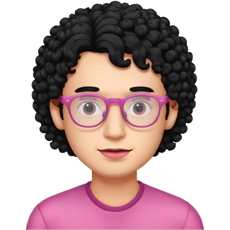 pink curly guy with rectangle glassess emoji