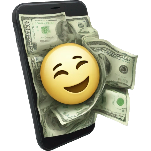 iPhone with happy face and money  emoji