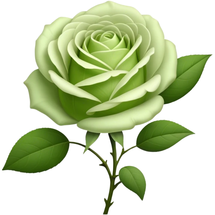 single Soft Green Tea Rose, straight stem emoji