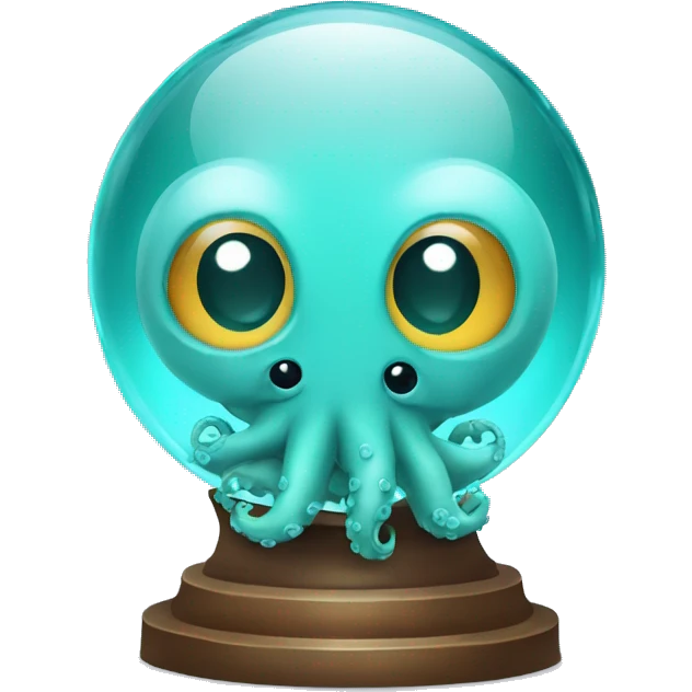 crystal ball with turquoise cute little octopus with a surgical mask emoji