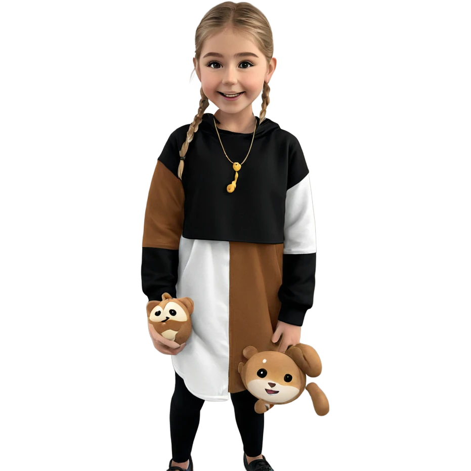 smiling girl with stuffed toy emoji