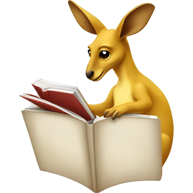 yellow Kangaroo reading a book, only ears visable behind the book emoji