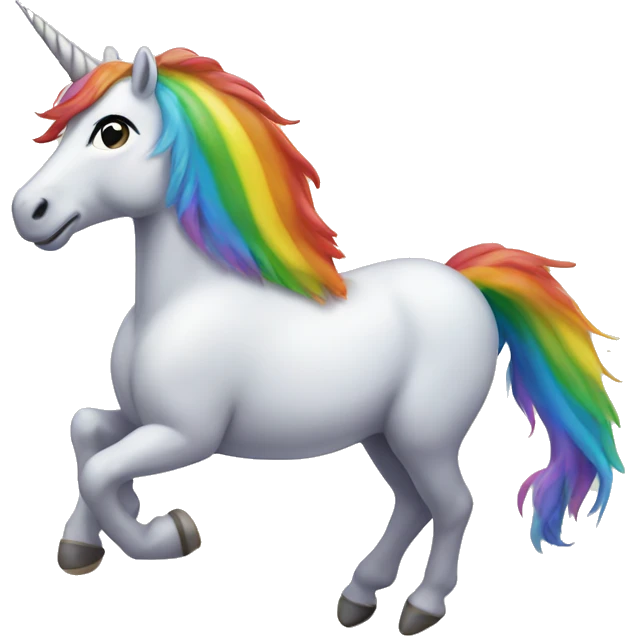 Rainbow, dancing unicorn emoji