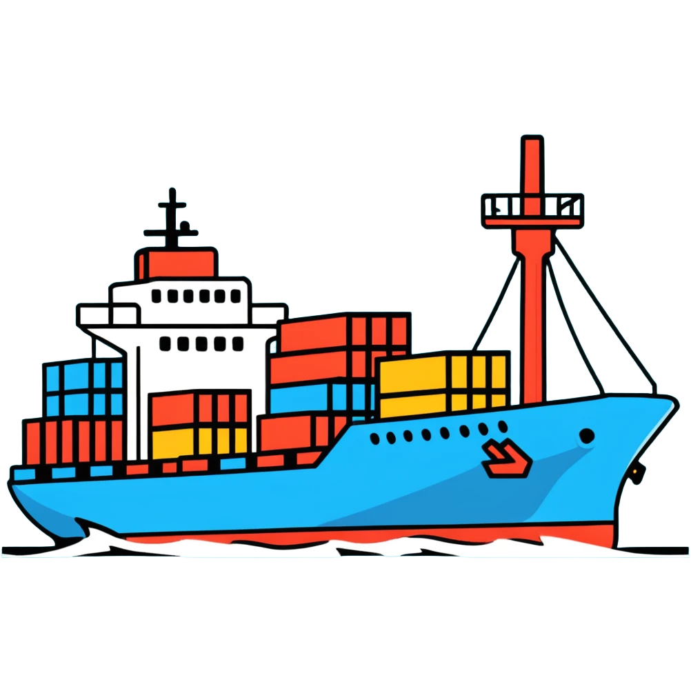 Cargo container ship in ocean emoji