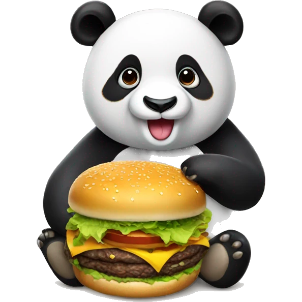 panda with burger emoji