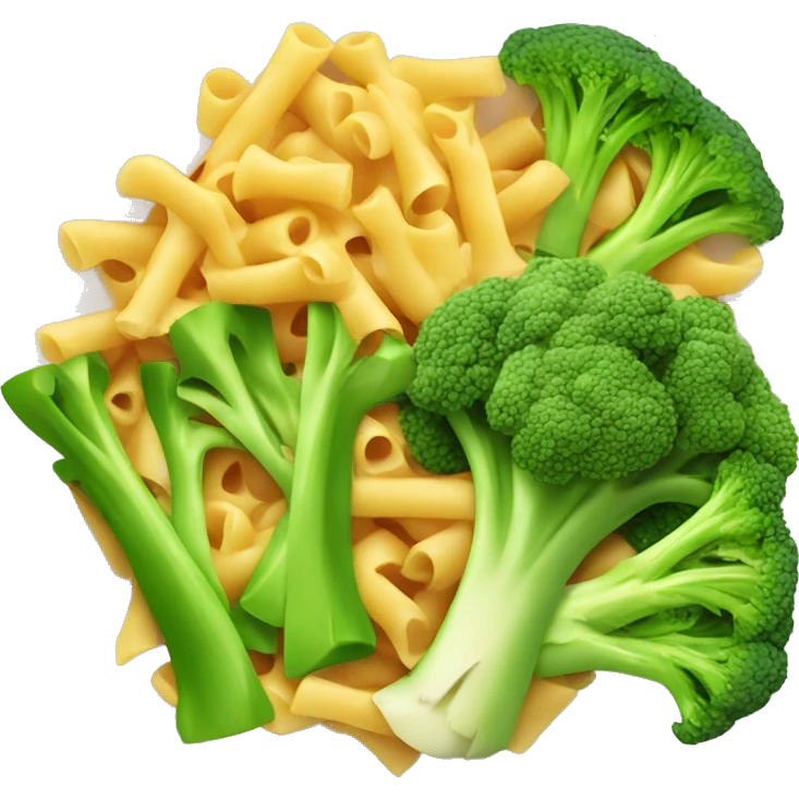 dish with macaroni and broccoli and chicken emoji