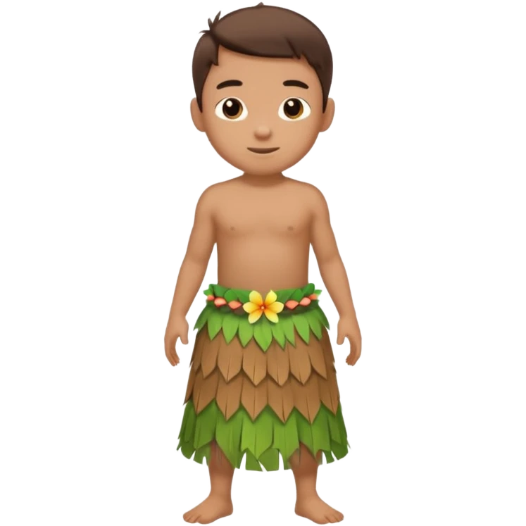 A boy with 808cm hula skirt emoji
