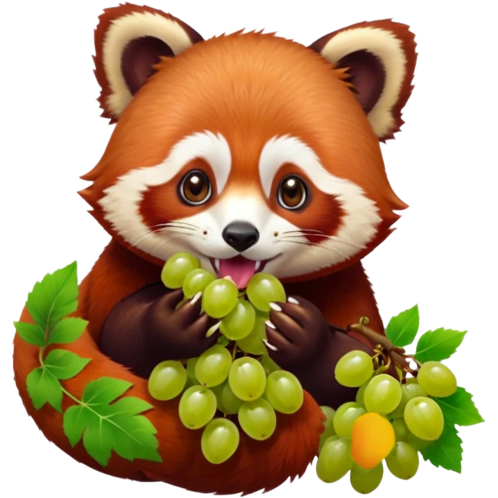 Red panda chewing grapes emoji