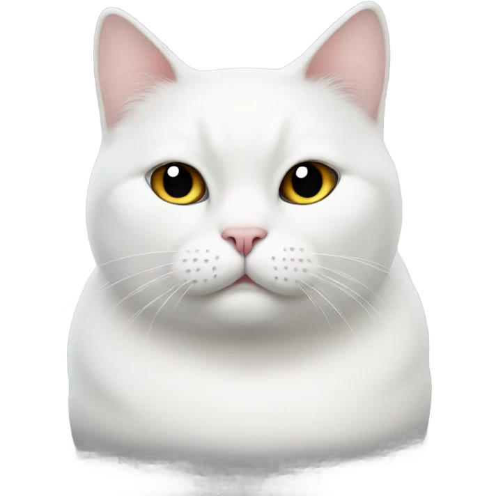 Chubby white cat with black nose and spot emoji