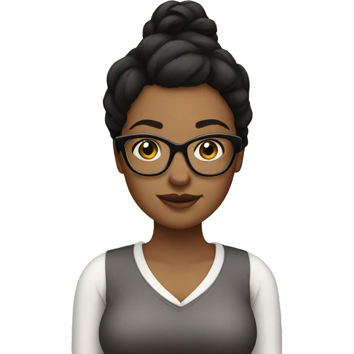 Full figured, Dark haired woman with glasses emoji