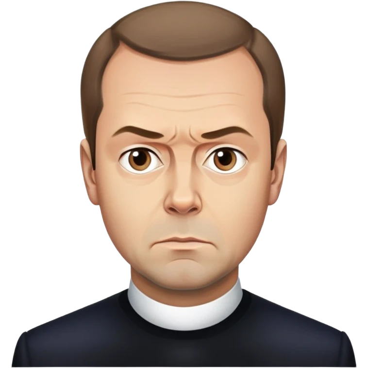 portrait of Dmitry Medvedev with a serious expression emoji