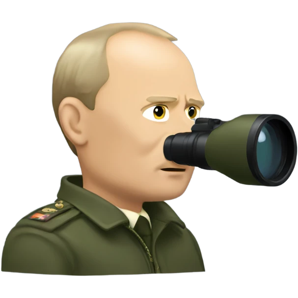 Putin with binoculars, side view emoji