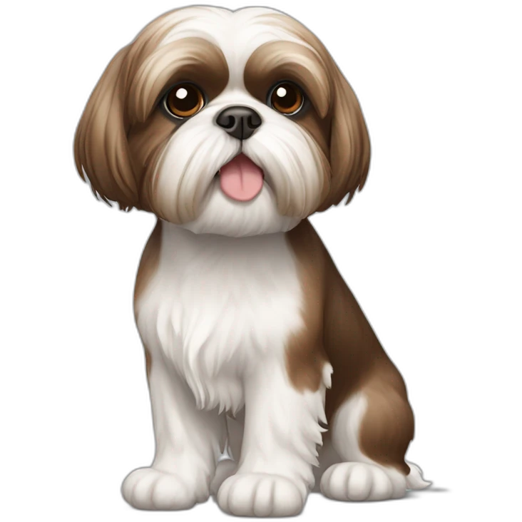 brown and white shih tzu in short hair emoji