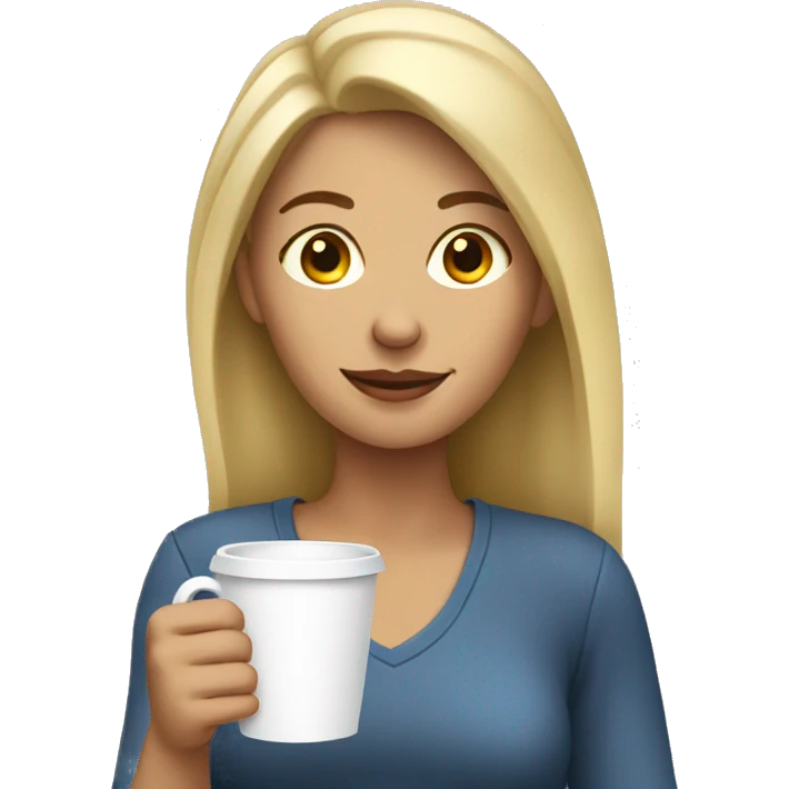 Blond woman holding a cup of coffee emoji
