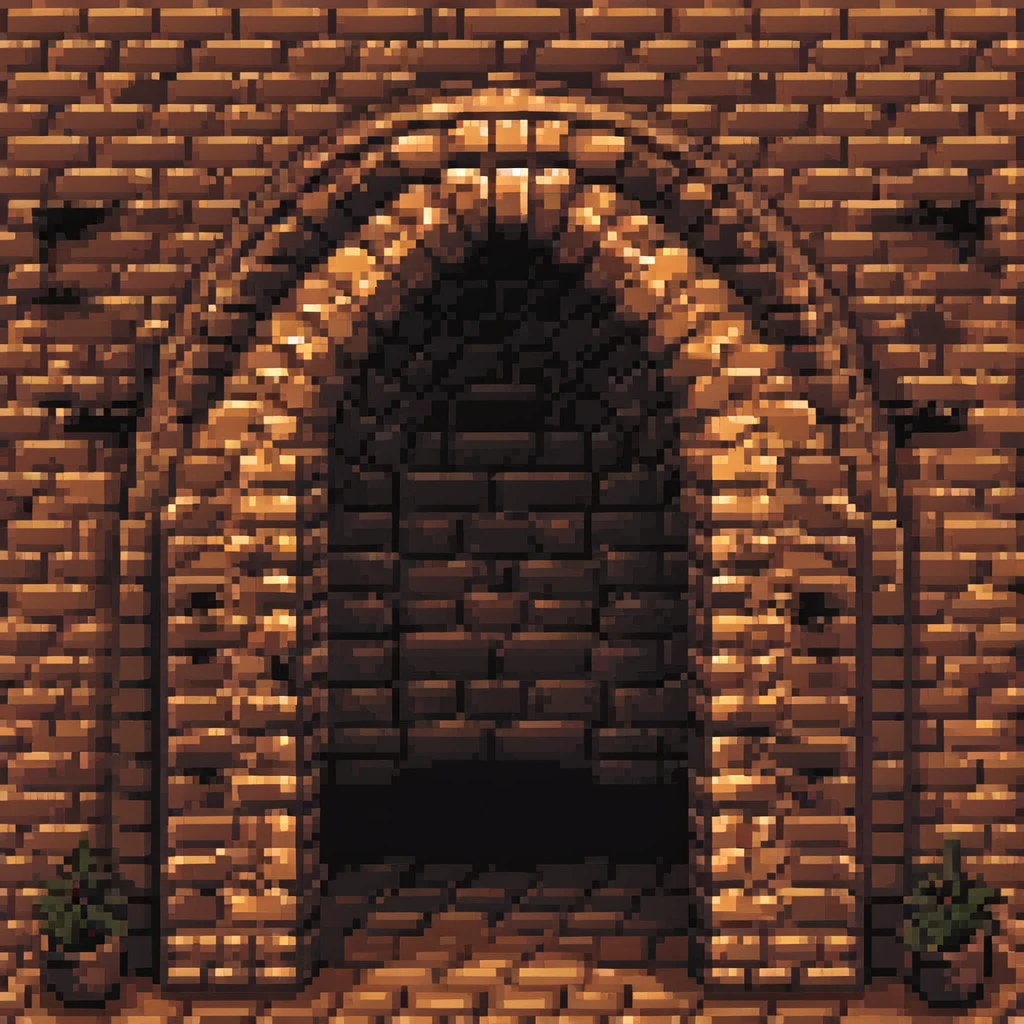 dark tunnel arch in a brick house emoji