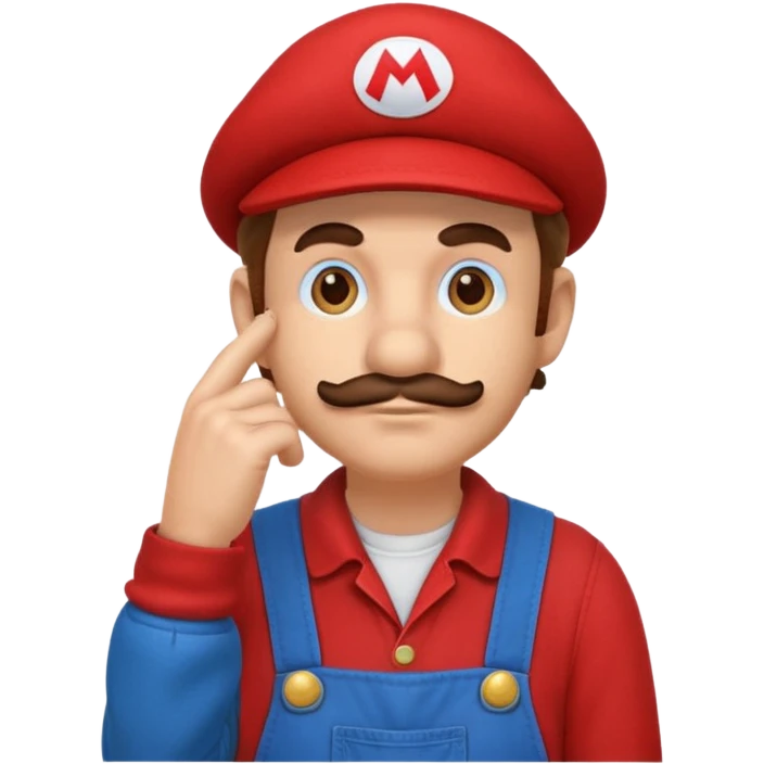 mario thinking with his hand on his chin emoji