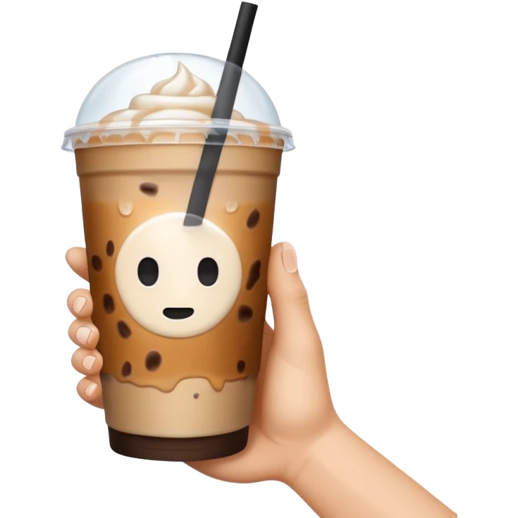 a white hand holding an iced coffee but just the hand and the cup, no faces emoji