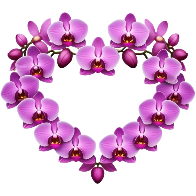 Ring of assorted orchids shaped into a heart emoji