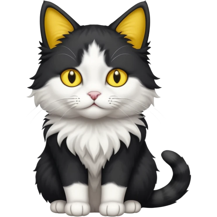 A black colored bicolor cat emoji with yellow eyes full body emoji