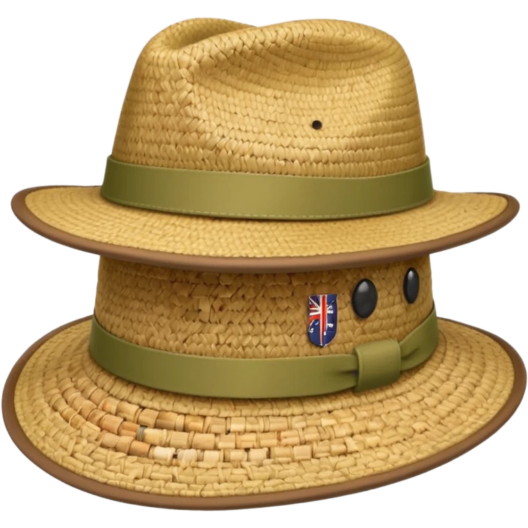 Austrailian bush hat with cork hanging down emoji