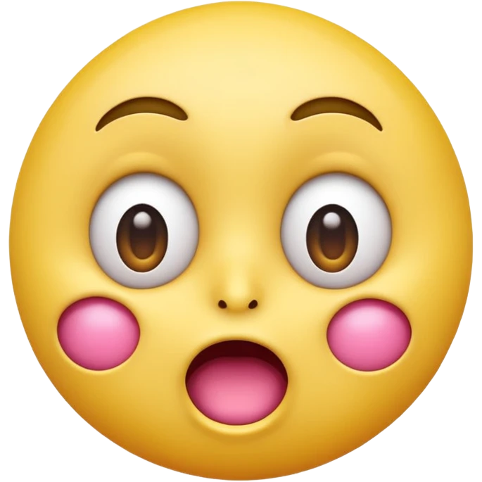 A 3D glossy yellow emoji face with a horrified expression, only large wide-open eyes, wide-open mouth, raised eyebrows, no nose, no ears, hands against its pink cheeks, vector style, black background, high quality, soft studio lighting emoji