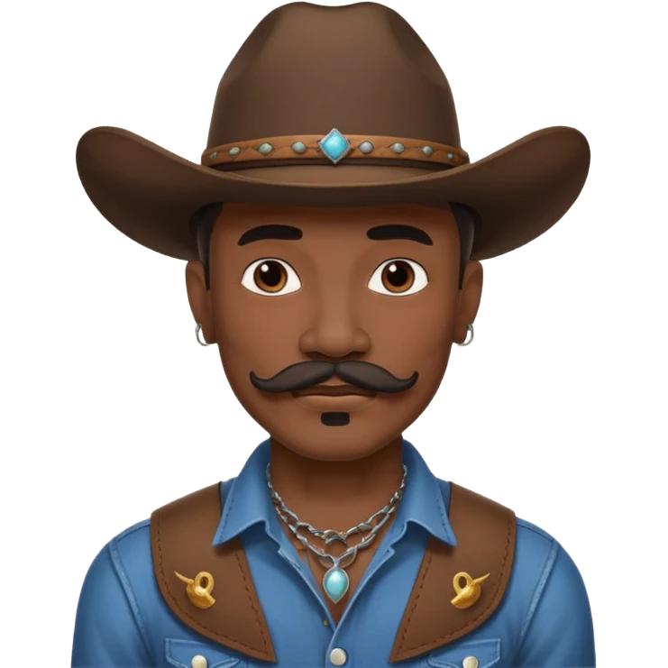 tattoos and mustached cowboys dark face emoji