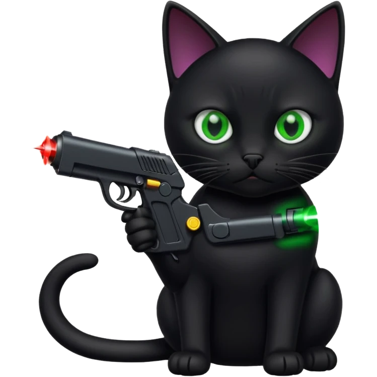 Black Cat with a horrible laser gun emoji