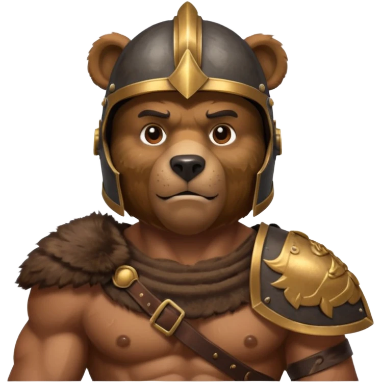 a bear Roman Gladiator, half upper body emoji
