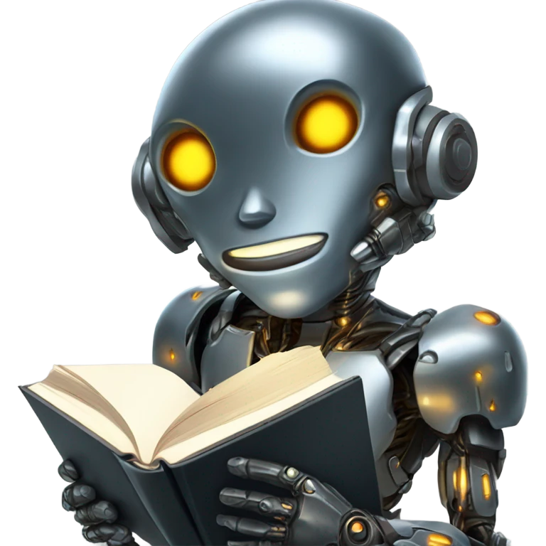 Cool cyborg reading book emoji