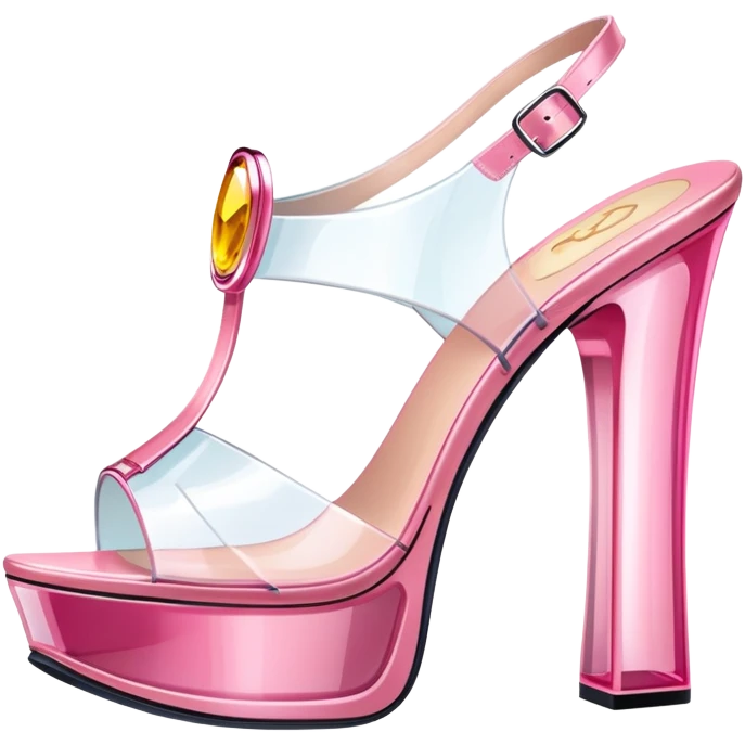 ultra realistic pair of platform open toe pink glass heels emoji