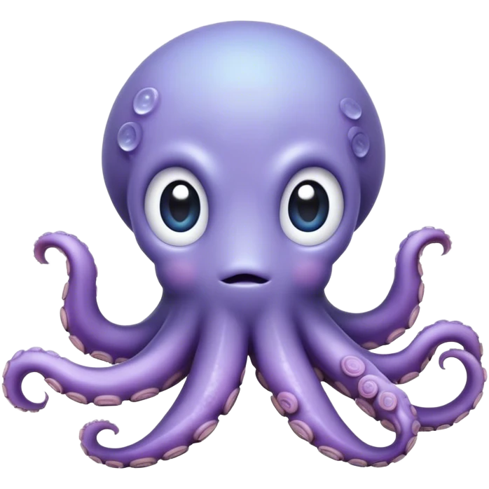Cinematic Cute Shy Baby Octopus Portrait Emoji, Tentacles tucked slightly inward in an adorably bashful pose, featuring a softly glowing, round light blue-purple body with enormous, soulful eyes peering out timidly, Simplified yet irresistibly adorable features, highly detailed, glowing with a delicate, soothing marine radiance, high shine, quiet yet expressive, stylized with an air of gentle mystery, soft glowing outline, capturing the essence of a tiny, shy deep-sea creature that seems as if it could slowly peek out and explore the world with cautious curiosity! emoji