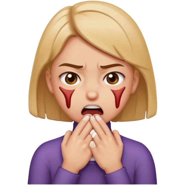 girl chocking herself getting mad emoji