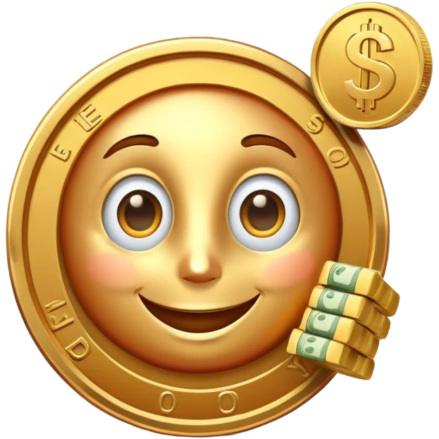 penny coin mascot with a cute face, money savvy, financial advisor character with dollar sign eyes emoji