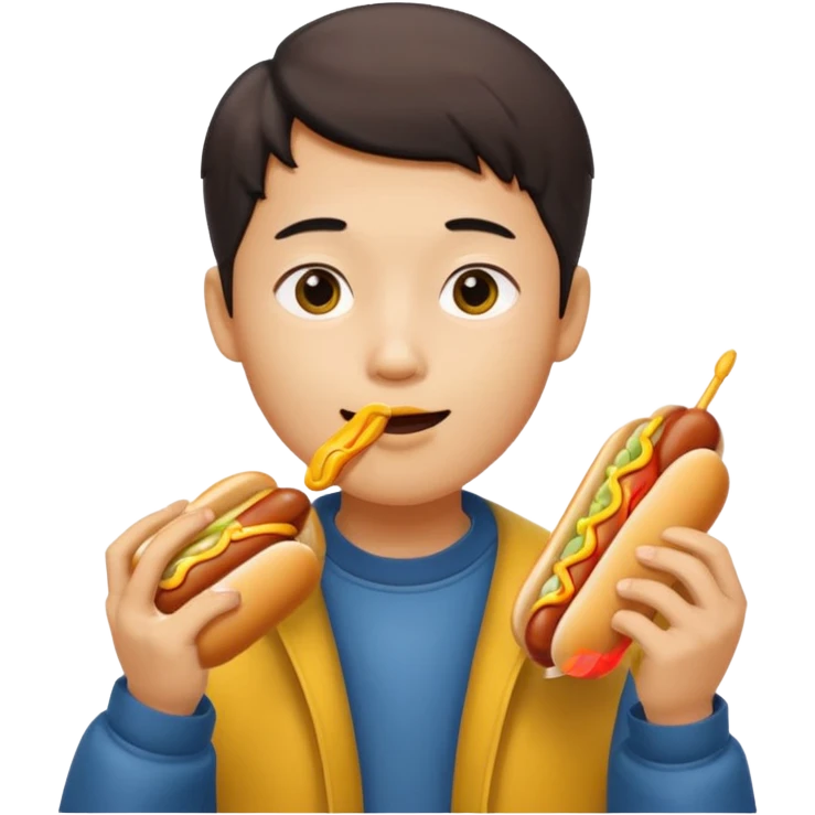 A Chinese boy eating a dog emoji
