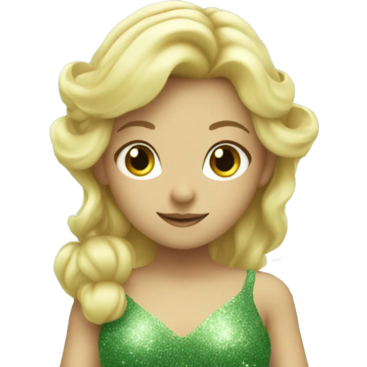 blonde fairy with sage green glittery dress emoji