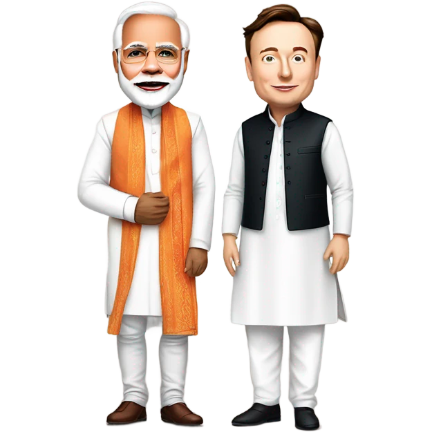 elon musk with modi emoji