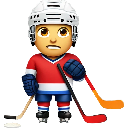 A fat hungry male hockey player, with a red face  emoji