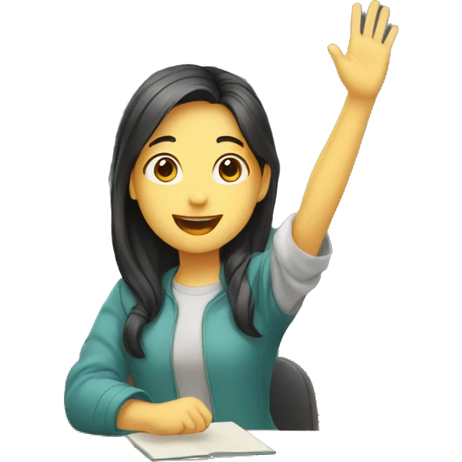aisian students raising hand emoji