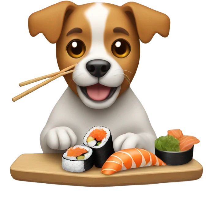 Dog eating sushi emoji