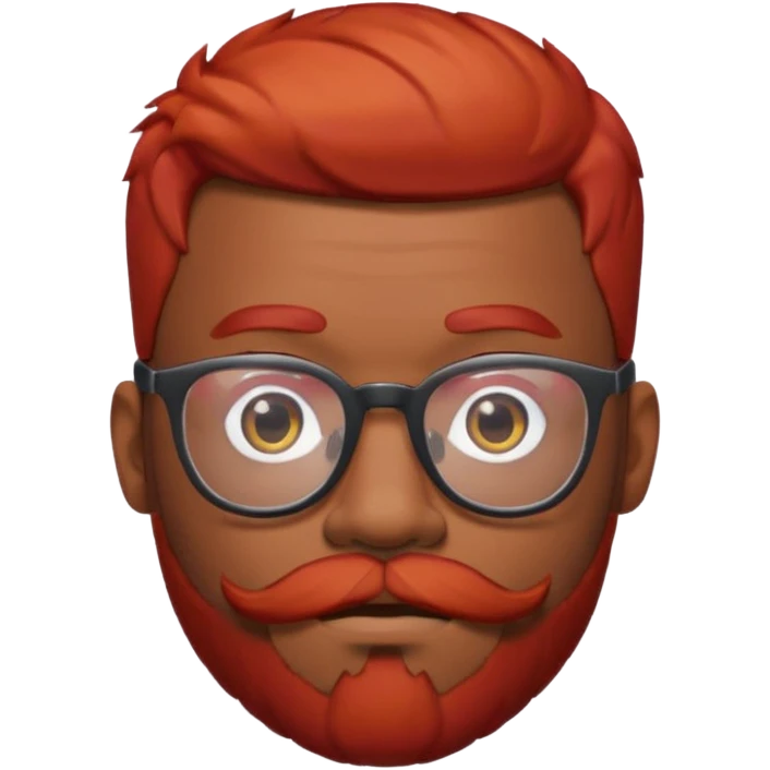 Black man with short red hair and red beard and red mustache with glasses emoji