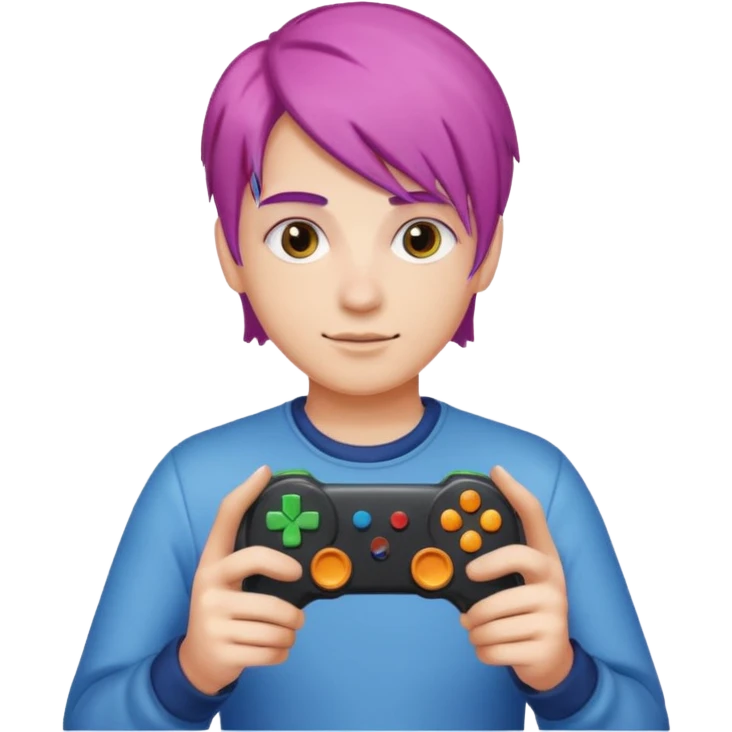 colored hair gamer game pad controller emoji