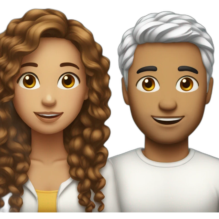 Couple peau blanche cheveux brun emoji